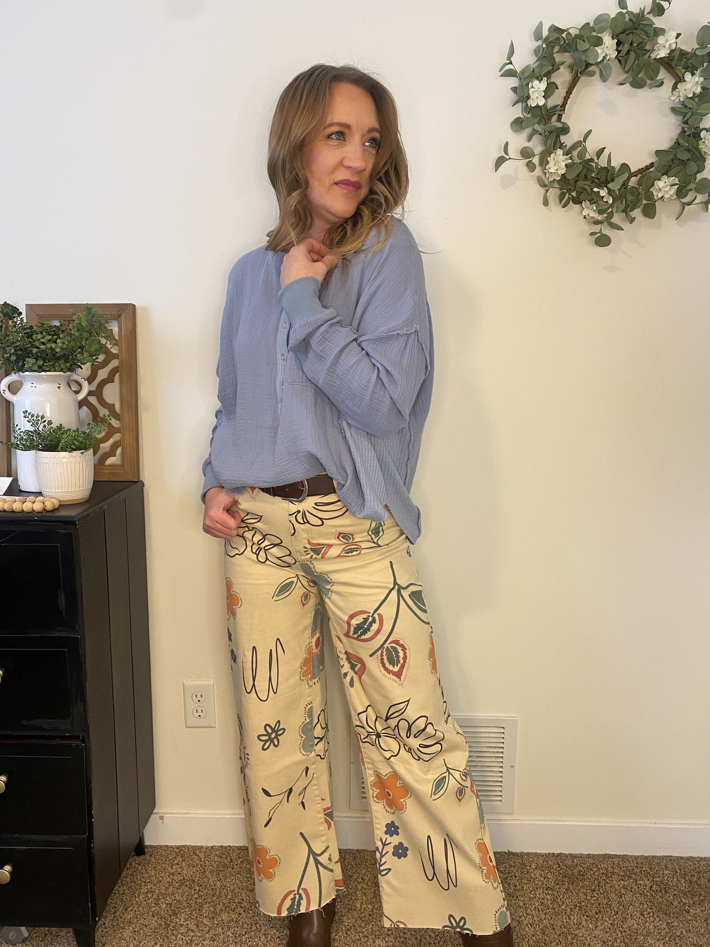 Carmen Floral Khaki Jeans