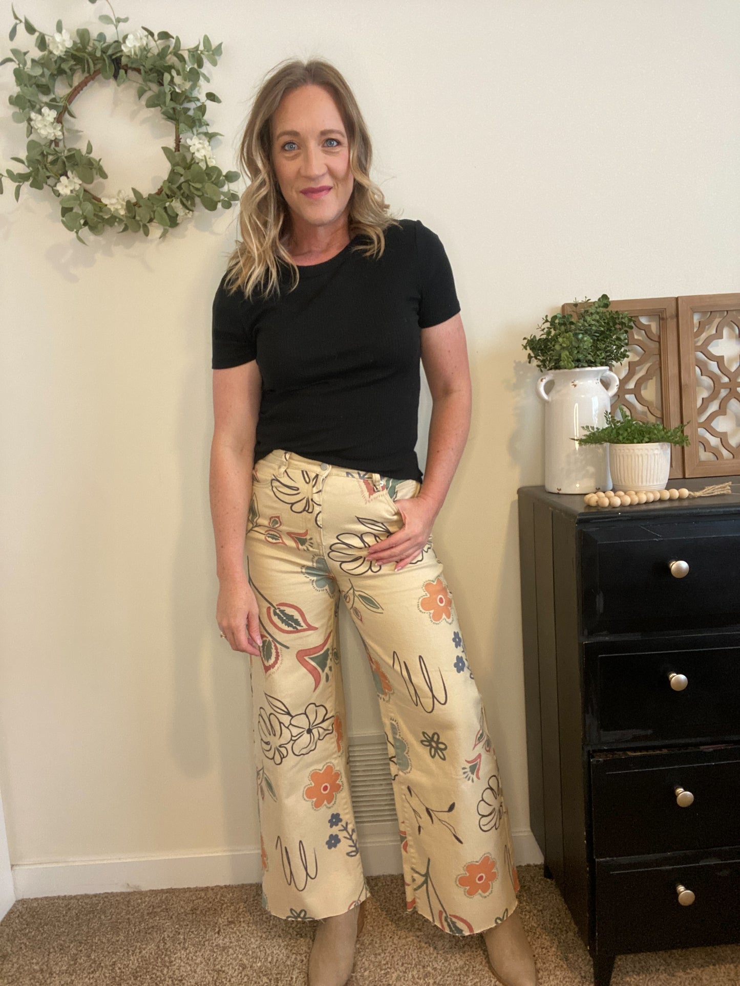 Carmen Floral Khaki Jeans