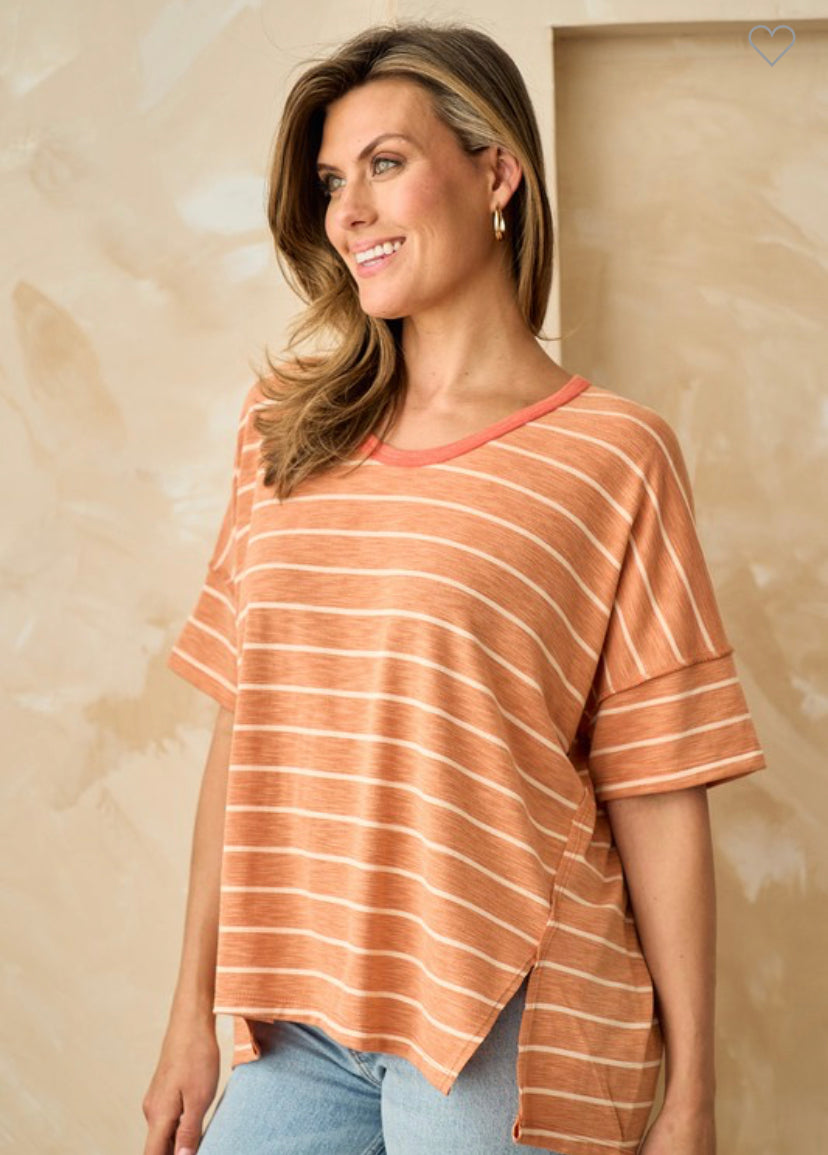 Tara Raw Edge Striped Top