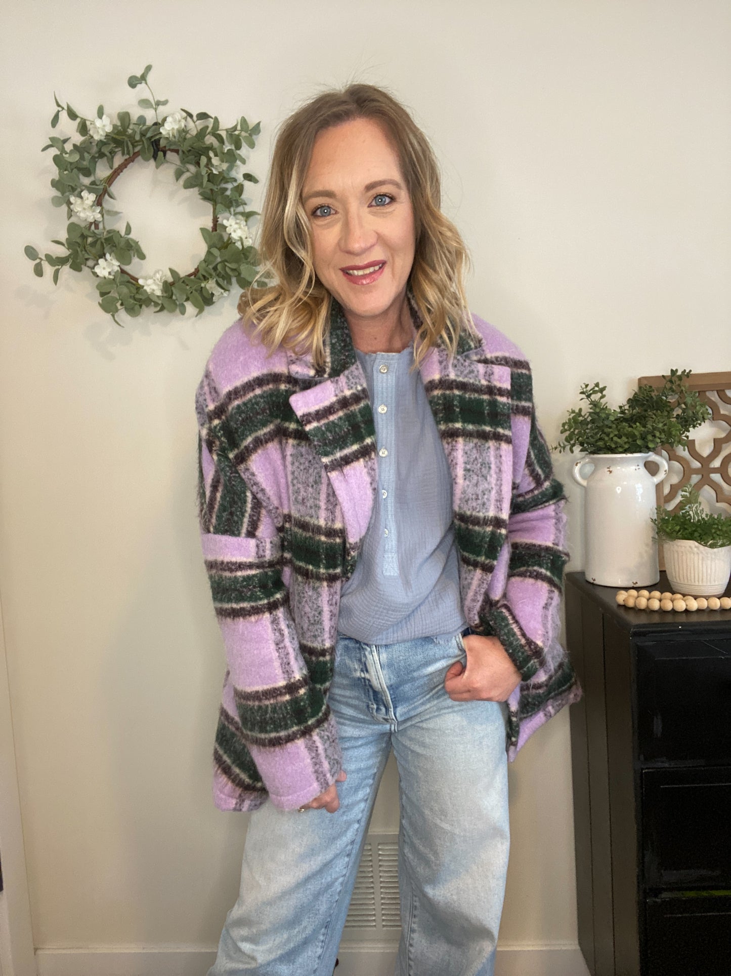 Alex Lavender Plaid Coat