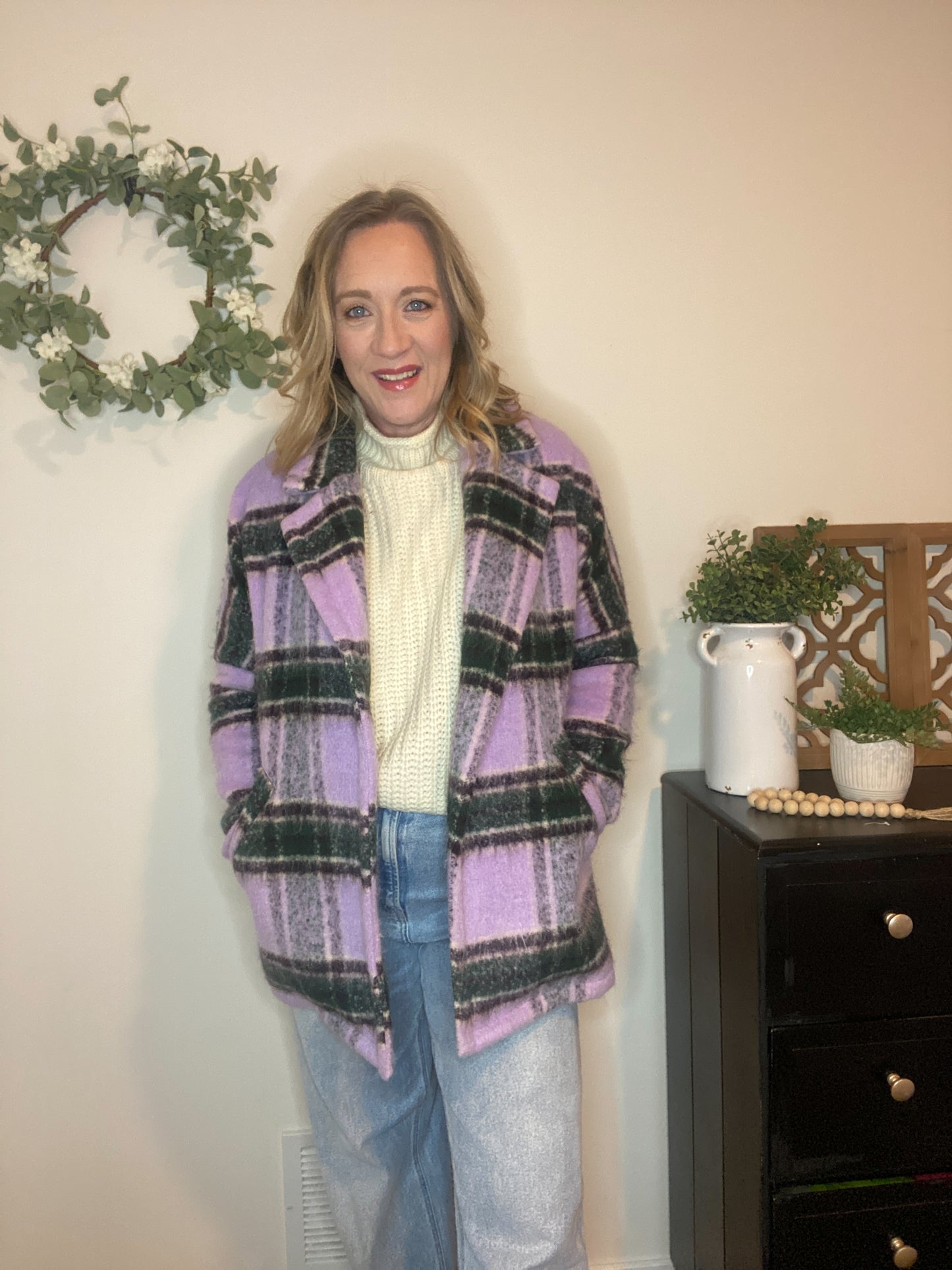 Alex Lavender Plaid Coat