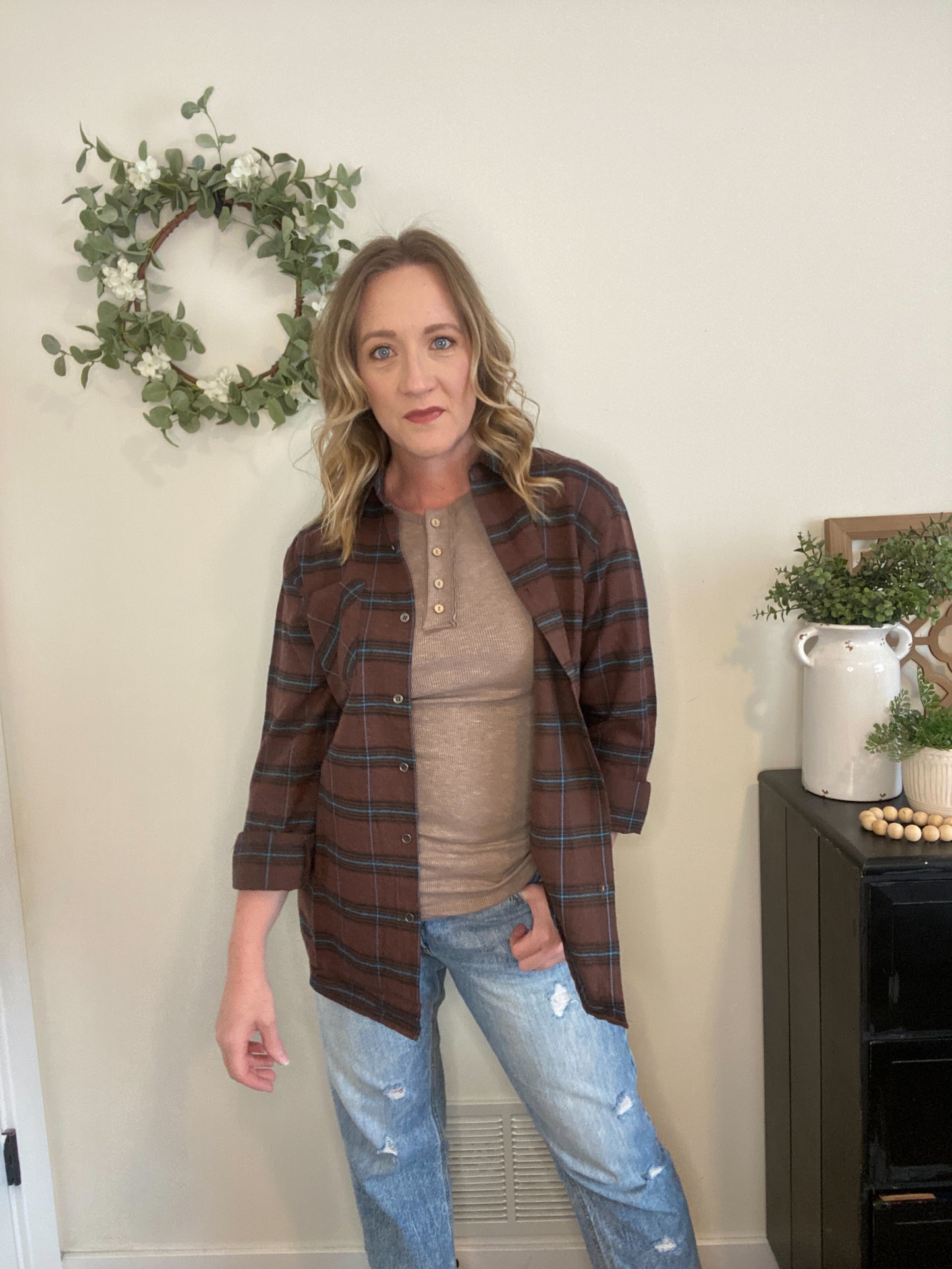 Mikayla Chocolate Plaid Button Down