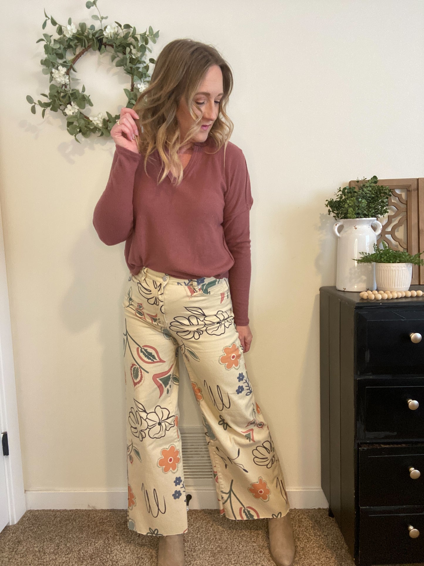 Carmen Floral Khaki Jeans