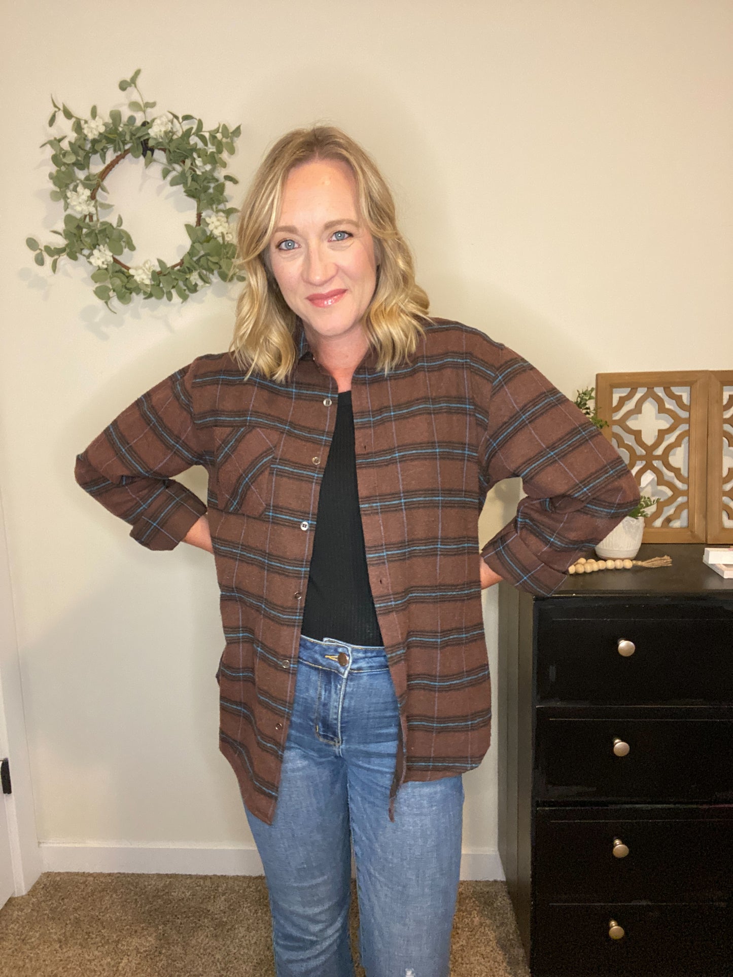 Mikayla Chocolate Plaid Button Down