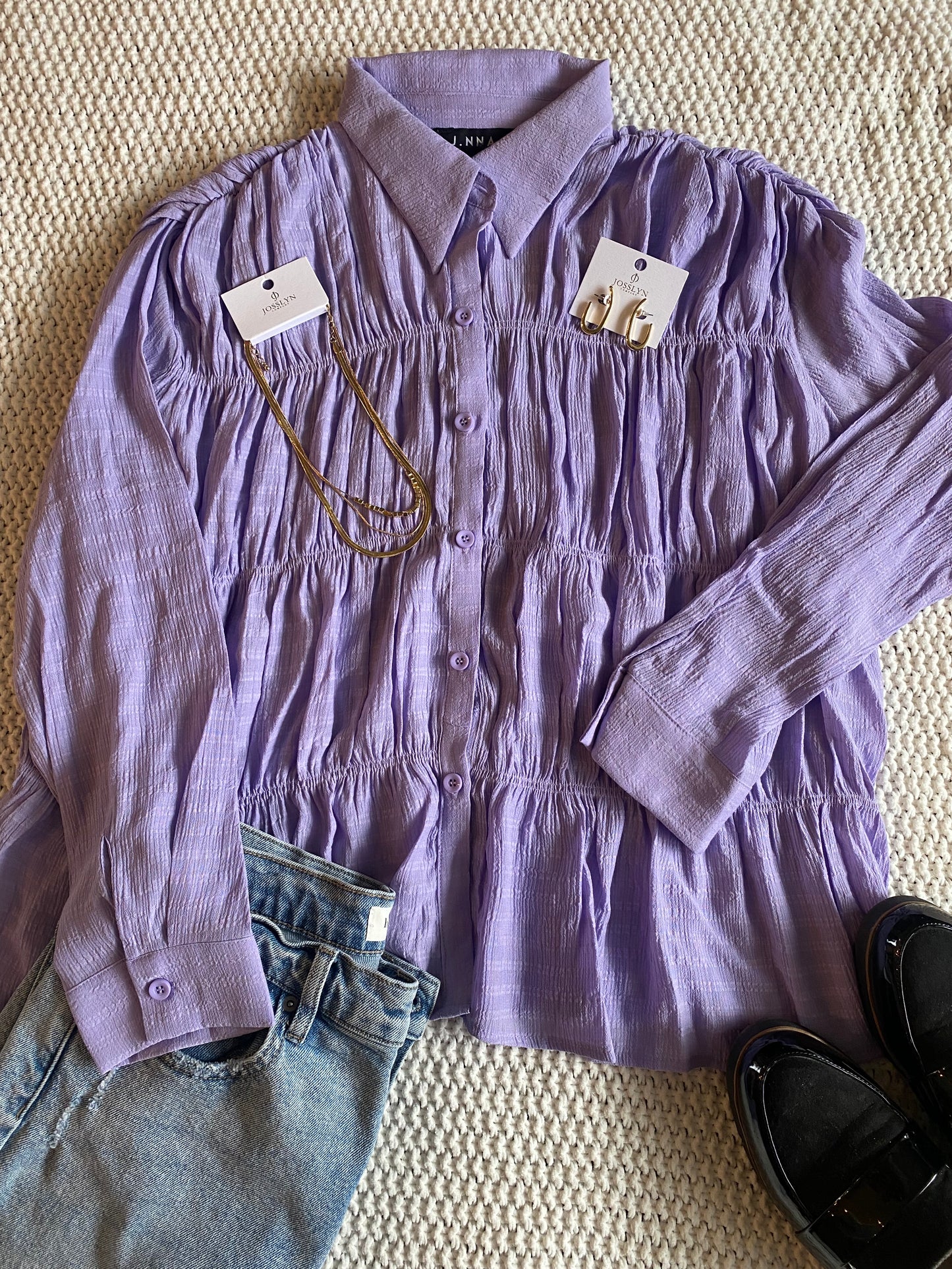 Lilah Ruched Button Down Shirt
