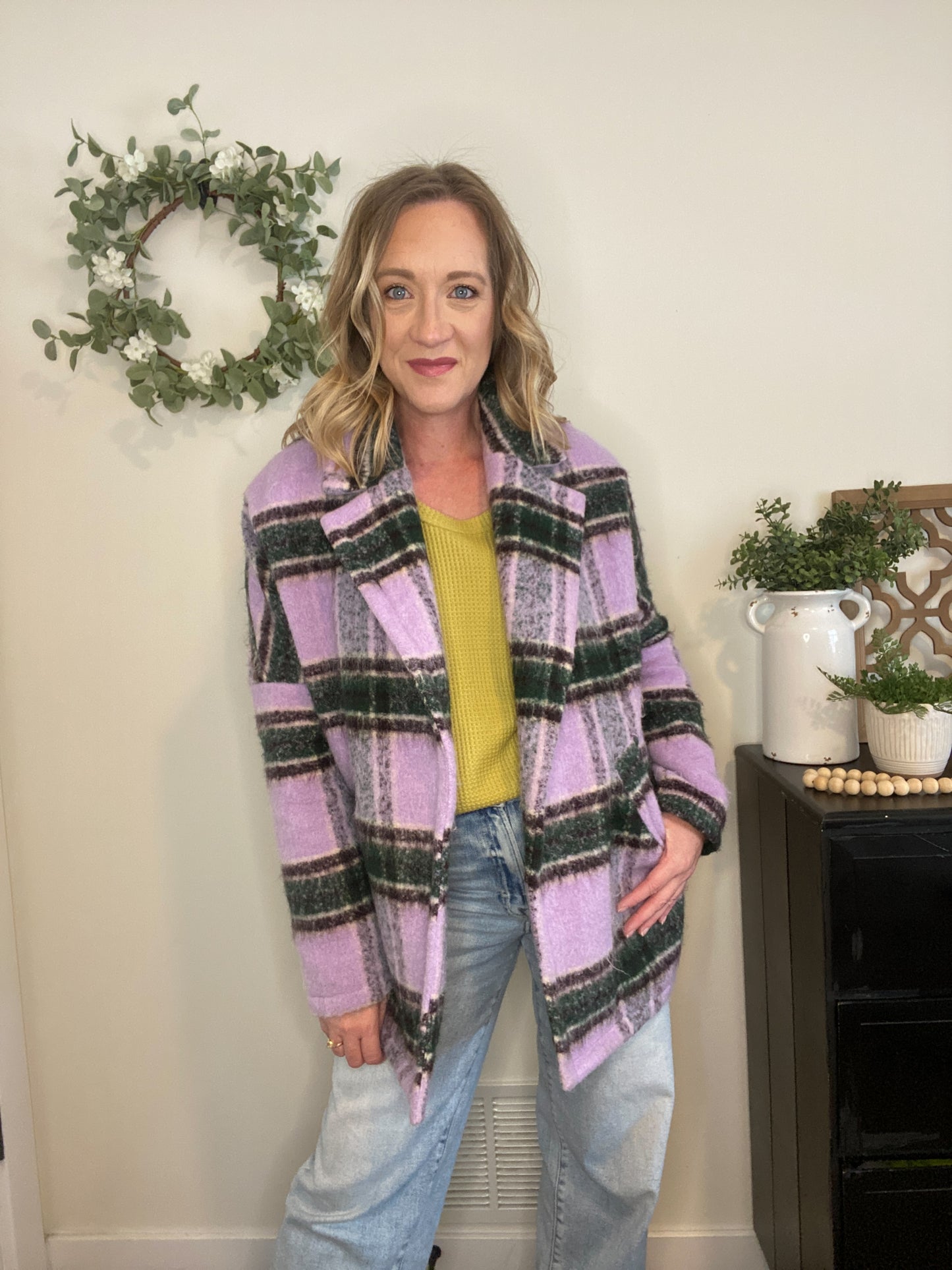 Alex Lavender Plaid Coat