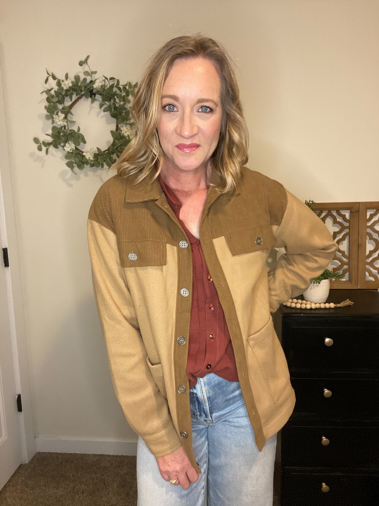 Wesley Two-Tone Brown Shacket