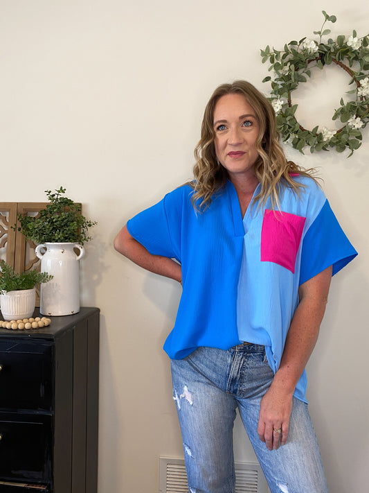 Vanessa Blue and Pink Color Block