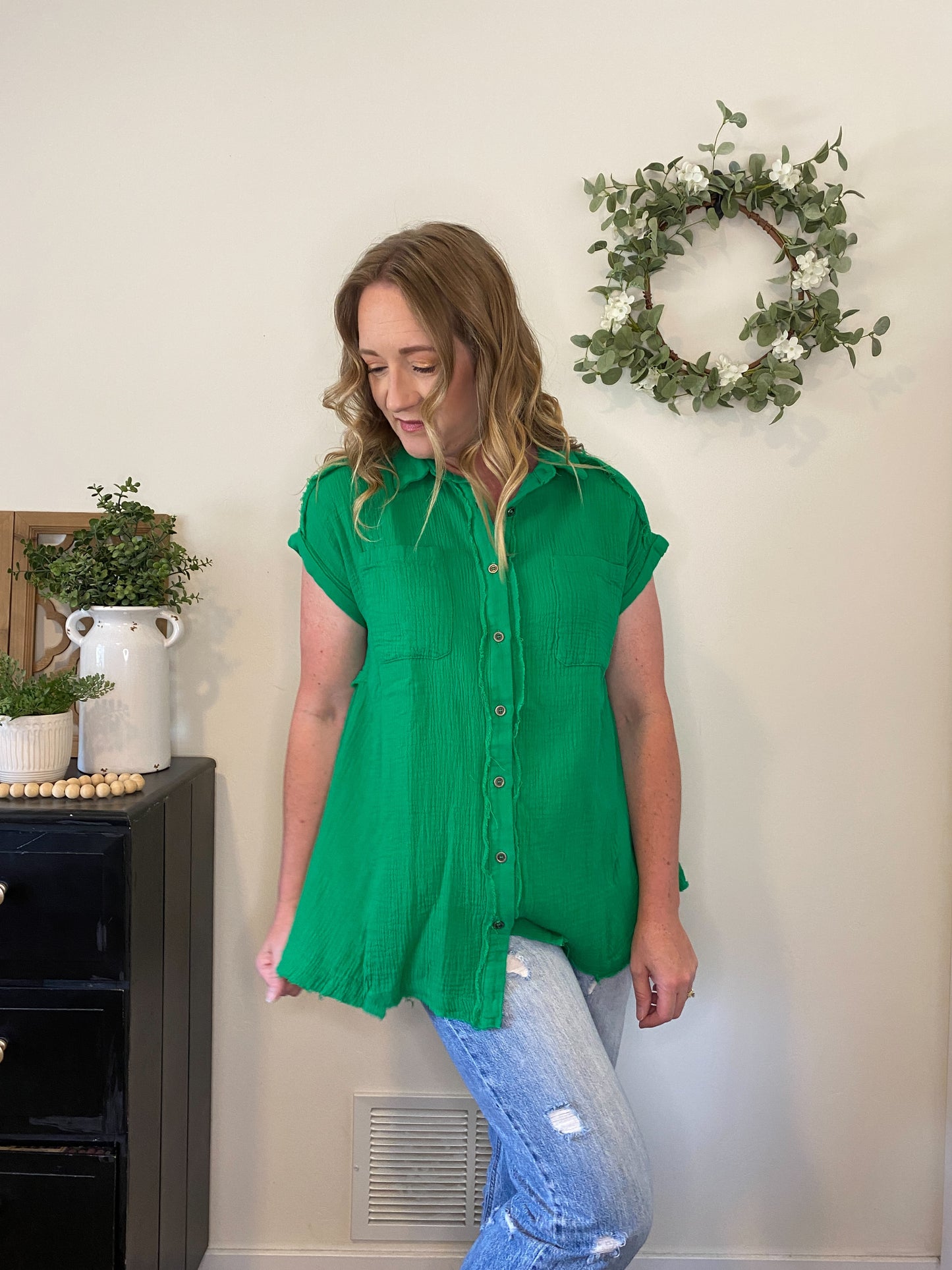 Janie Green Button Down