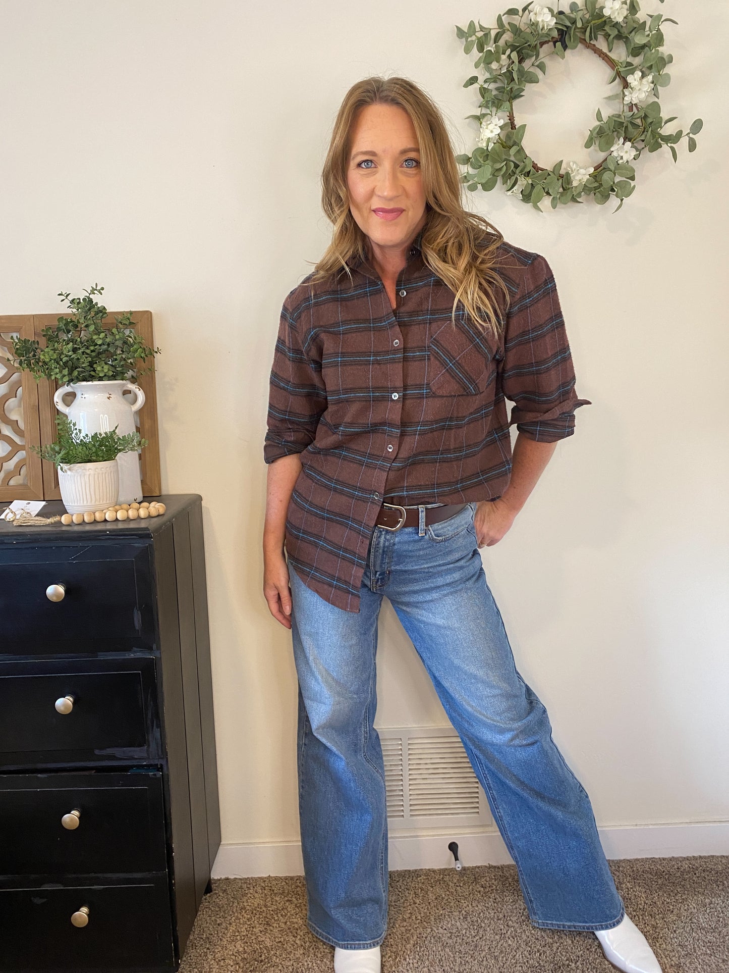 Mikayla Chocolate Plaid Button Down