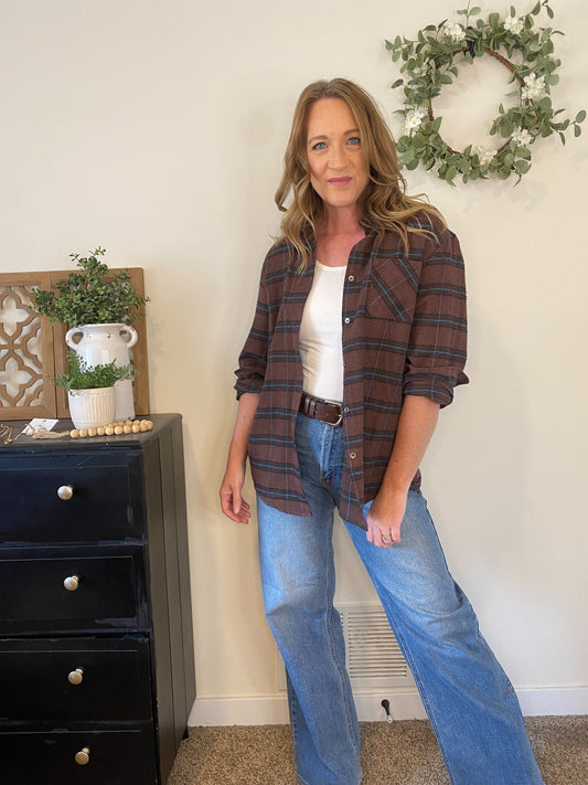 Mikayla Chocolate Plaid Button Down