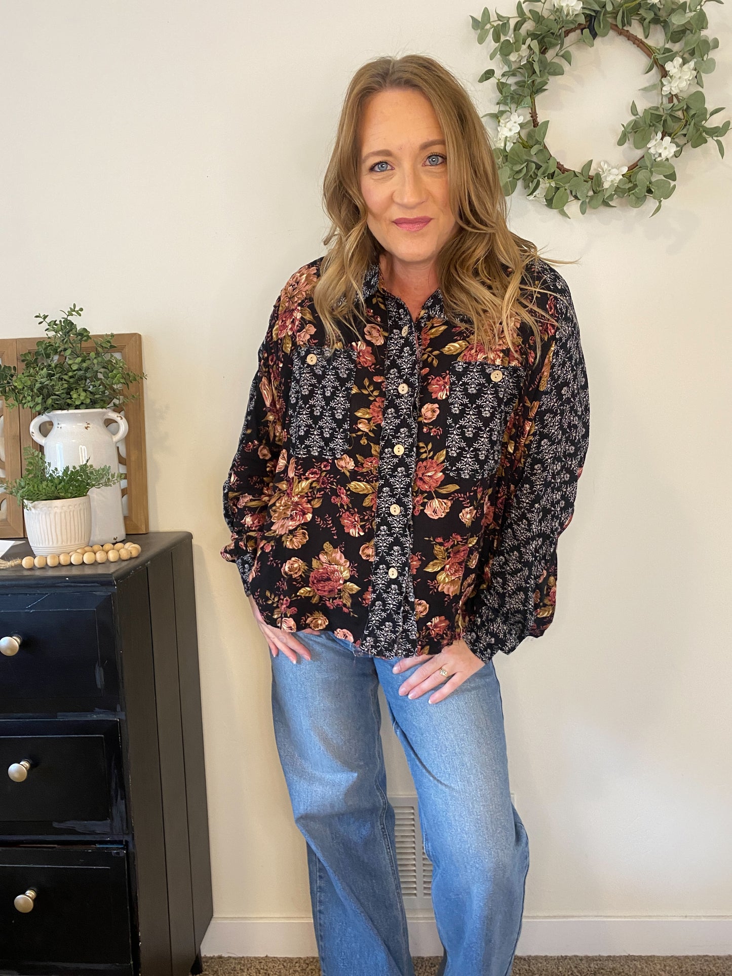 Miranda Frayed Hem Floral Top
