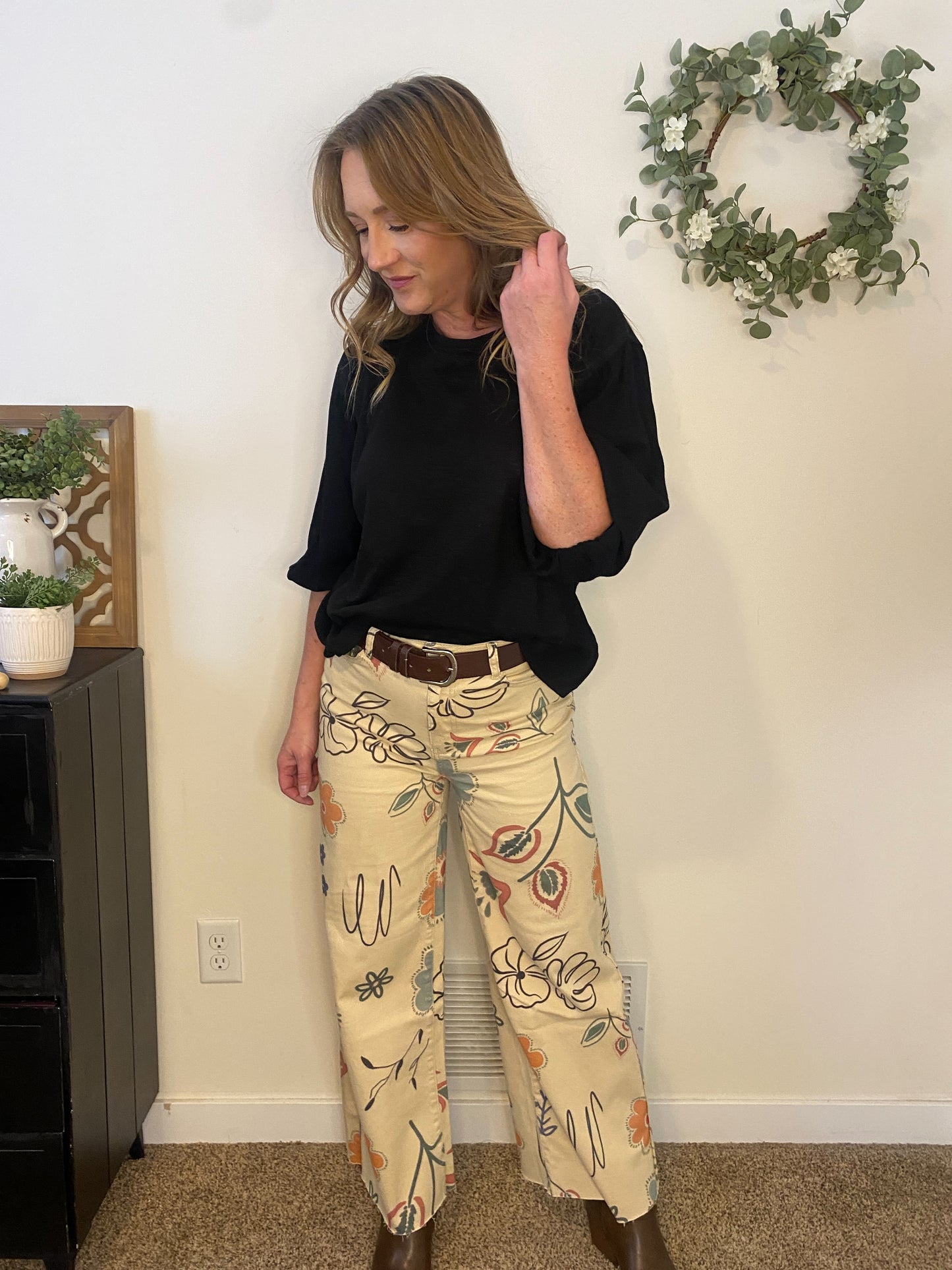 Carmen Floral Khaki Jeans