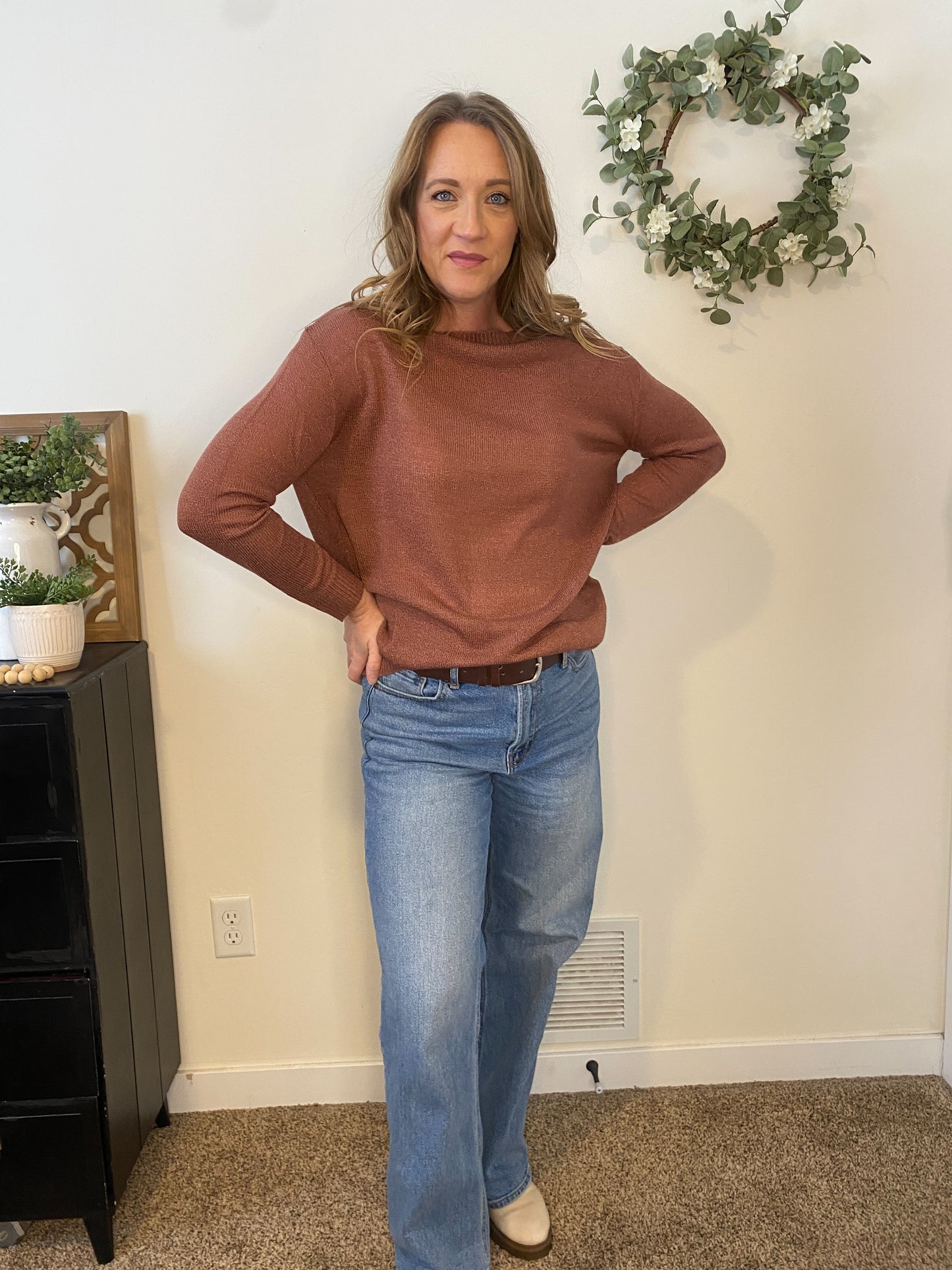 Blair Dark Mauve Crew Neck Sweater