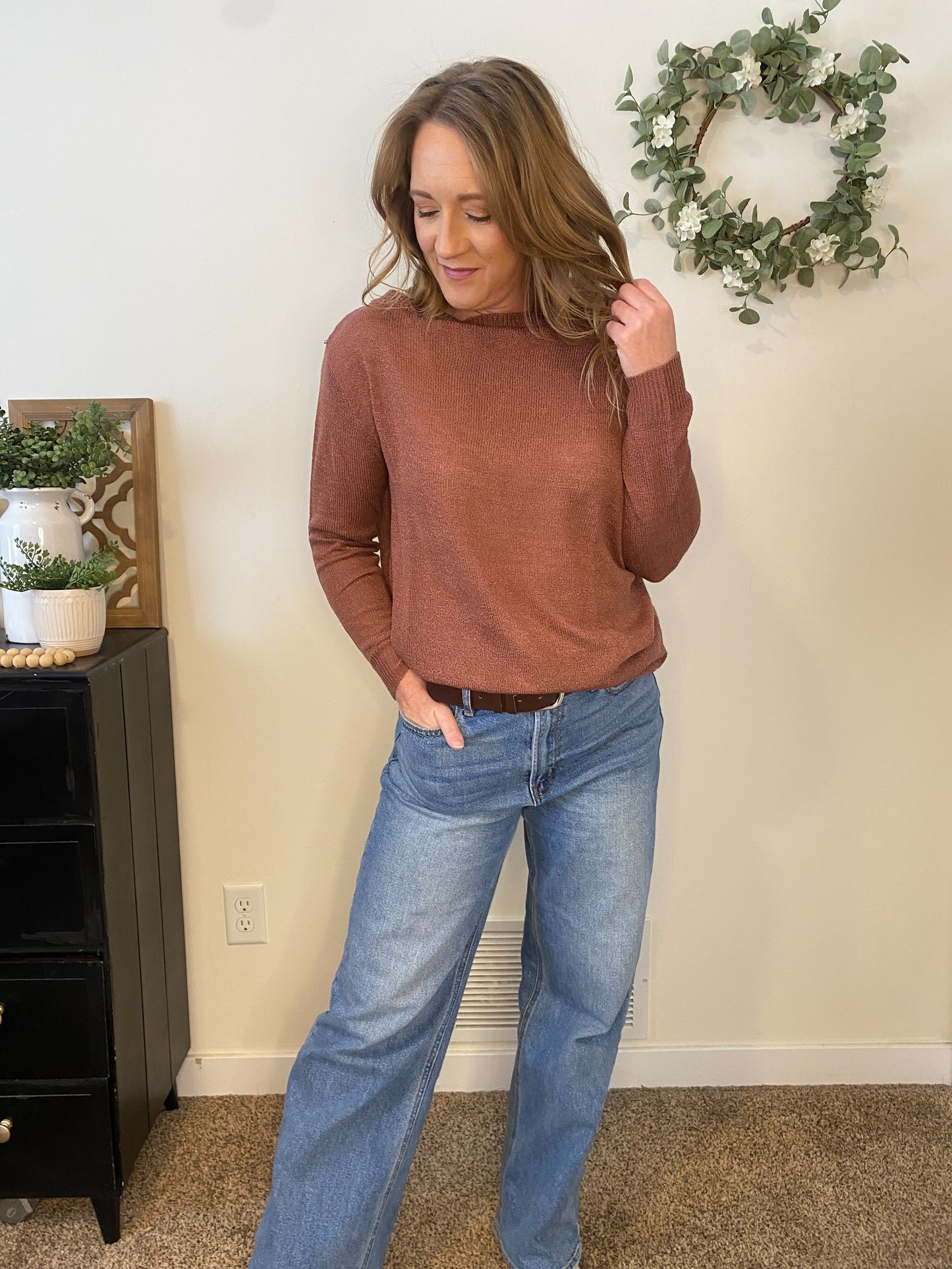 Blair Dark Mauve Crew Neck Sweater