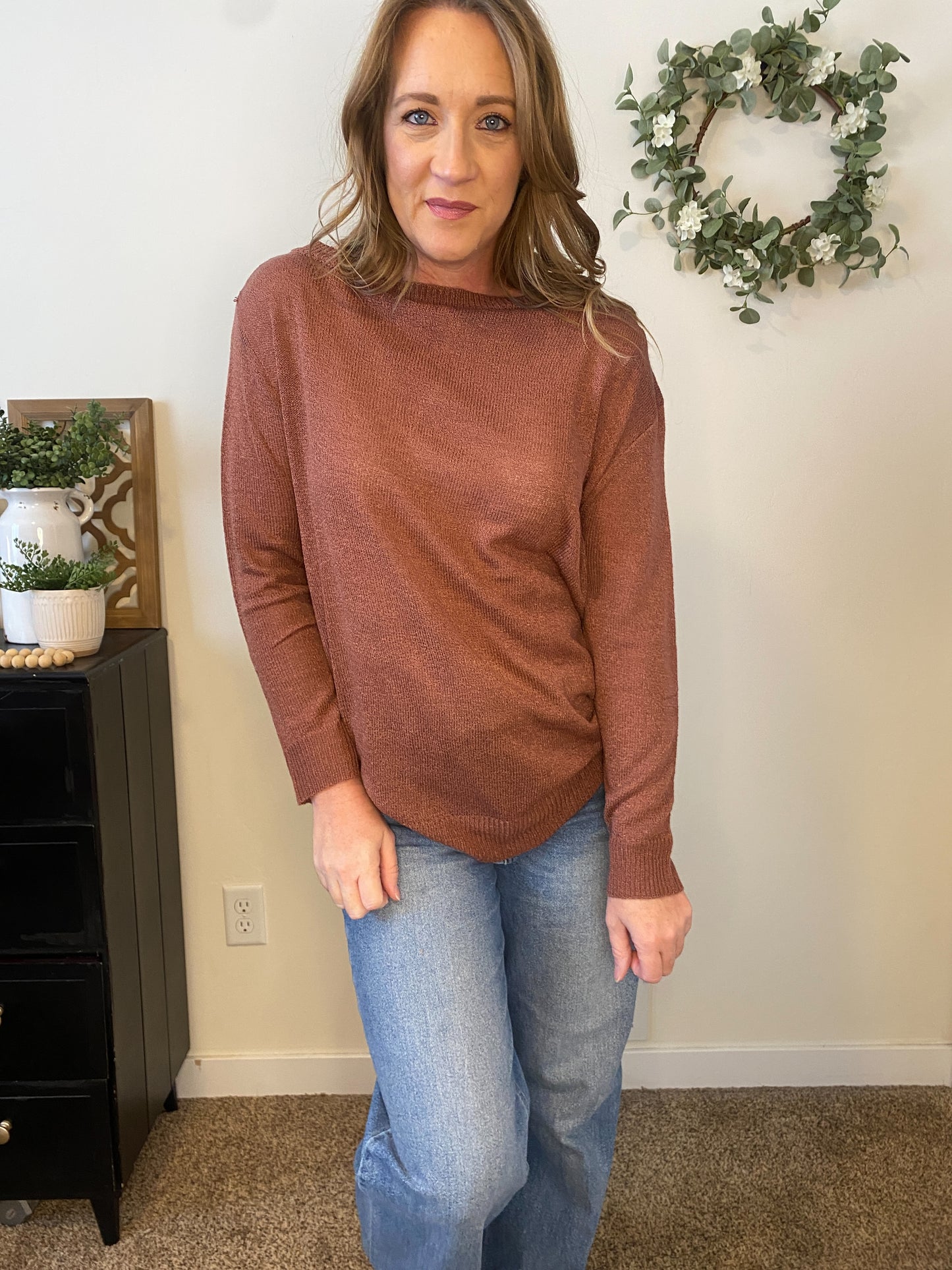 Blair Dark Mauve Crew Neck Sweater