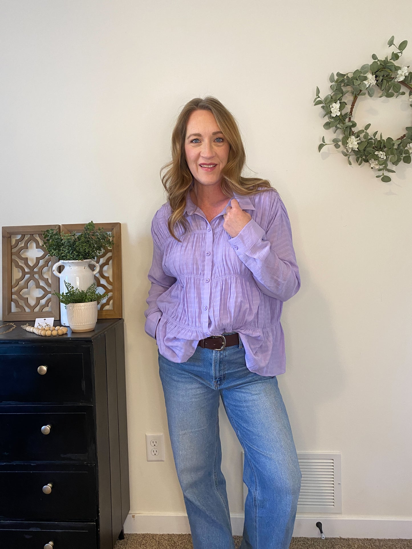Lilah Ruched Button Down Shirt
