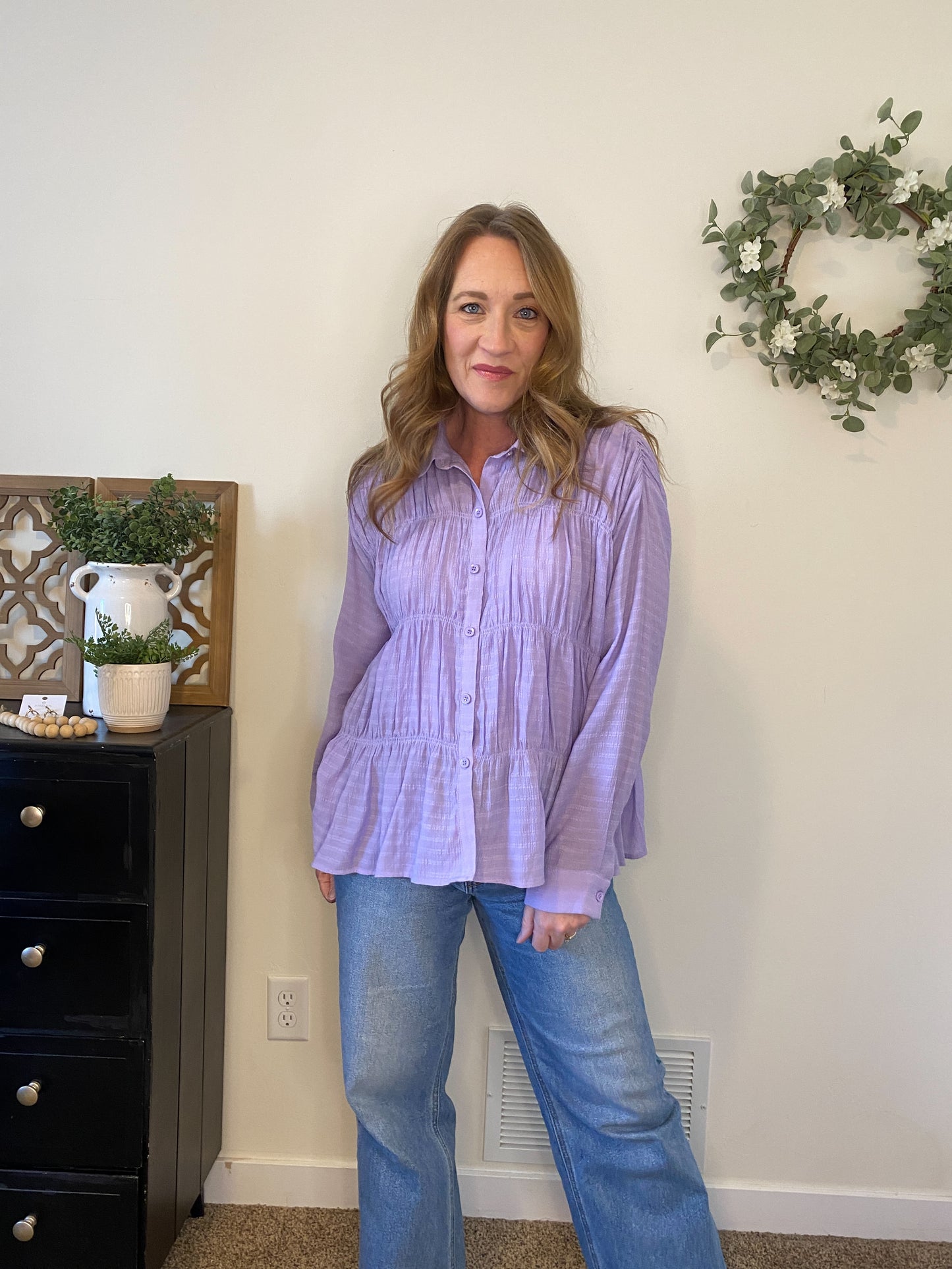 Lilah Ruched Button Down Shirt