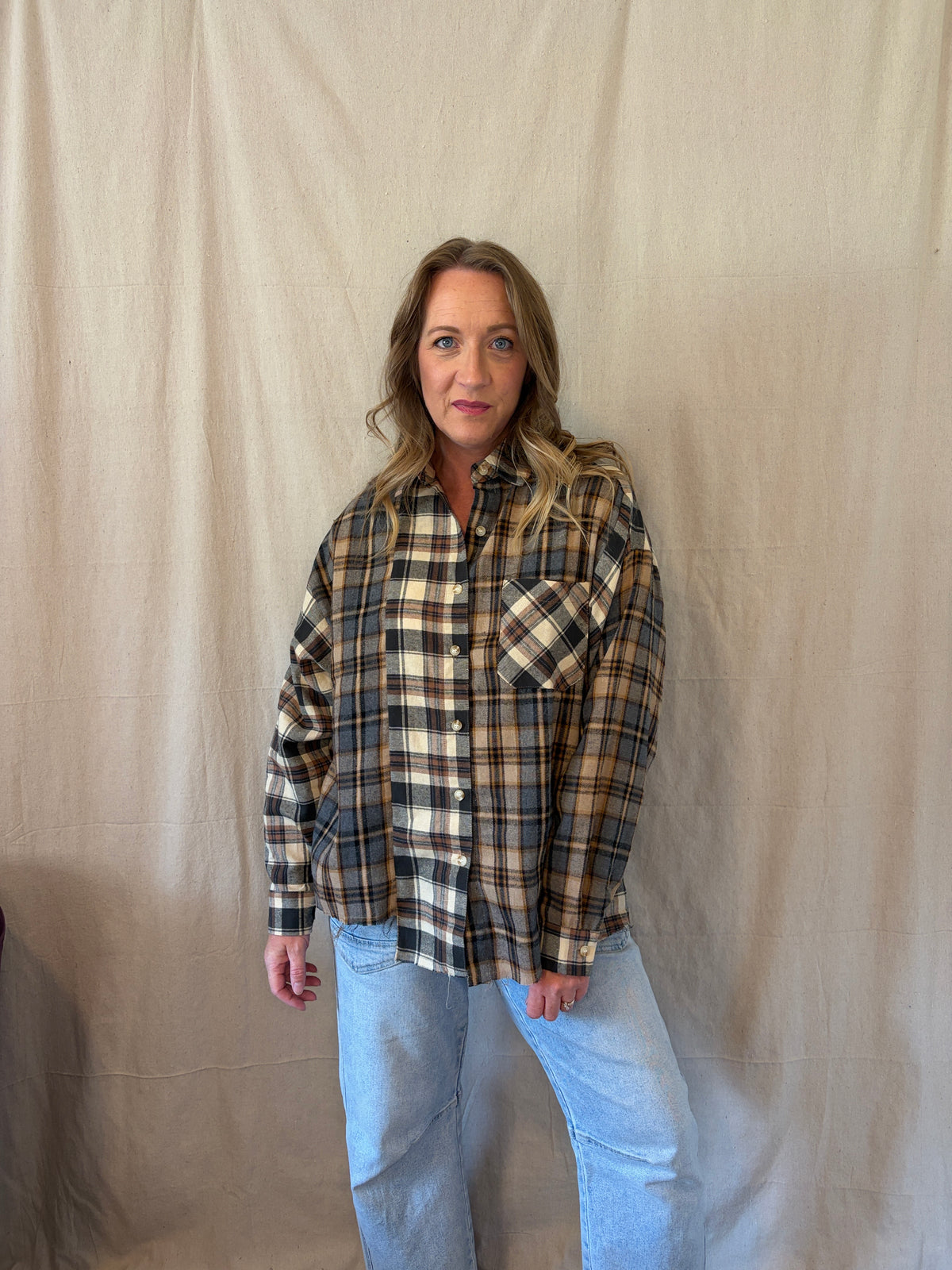 Devin Oversized Plaid Top