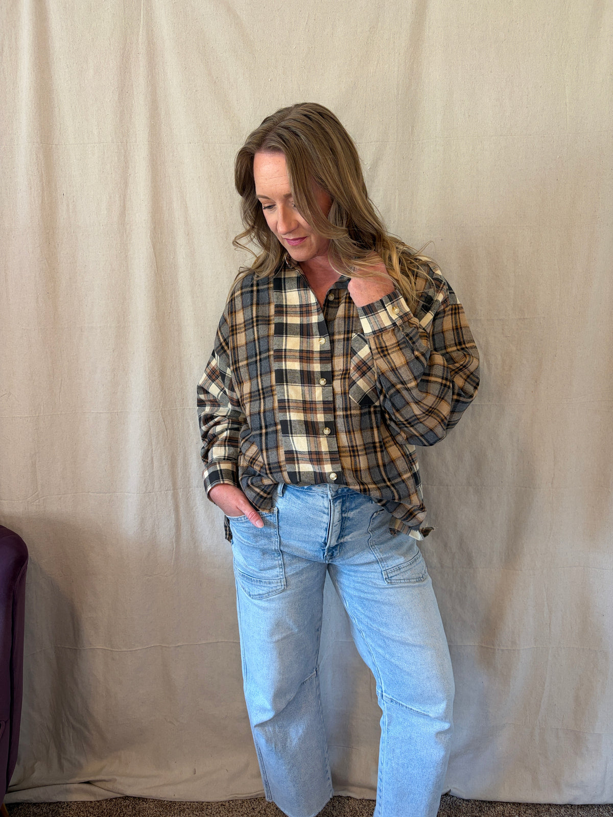 Devin Oversized Plaid Top