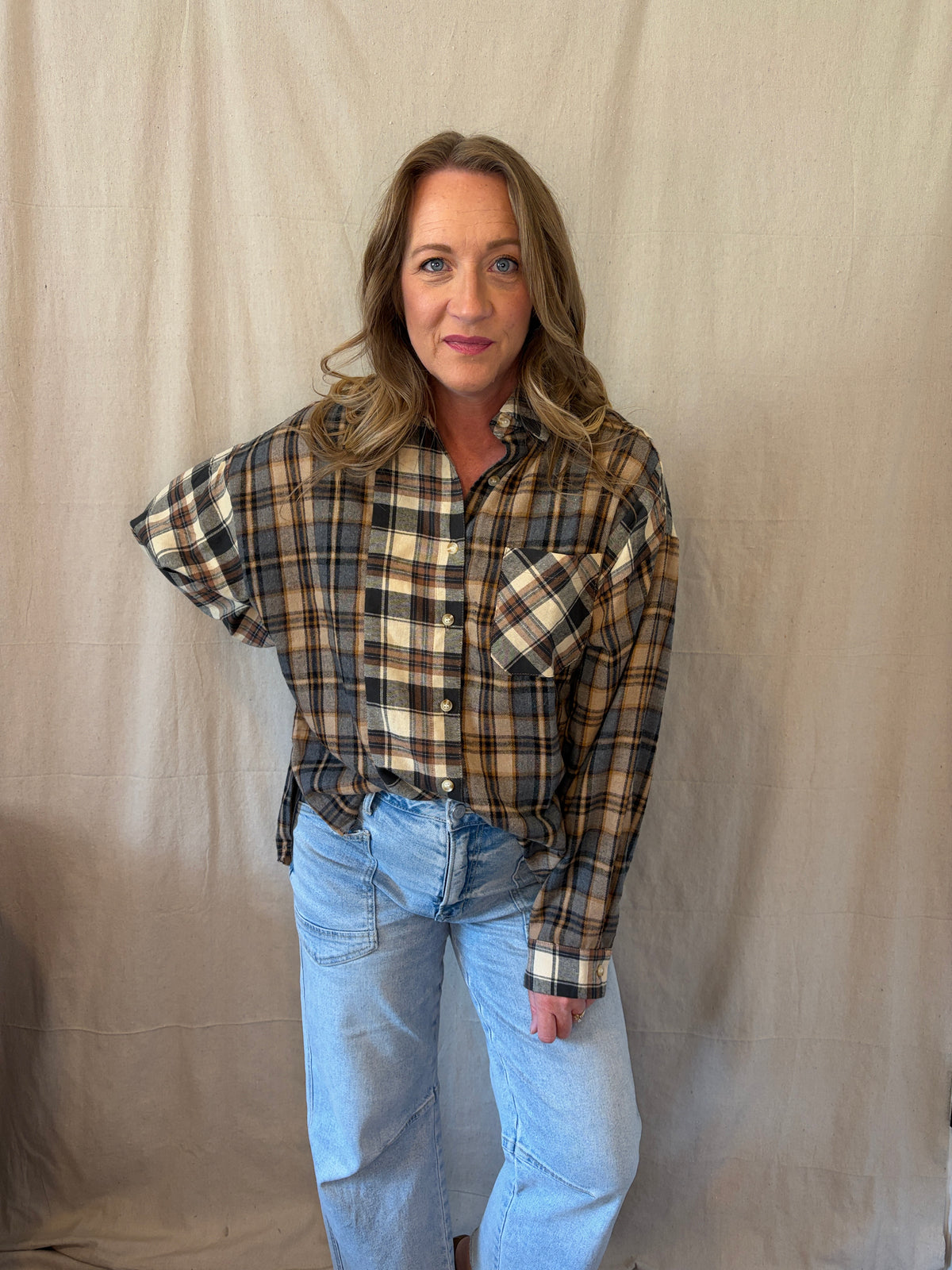 Devin Oversized Plaid Top