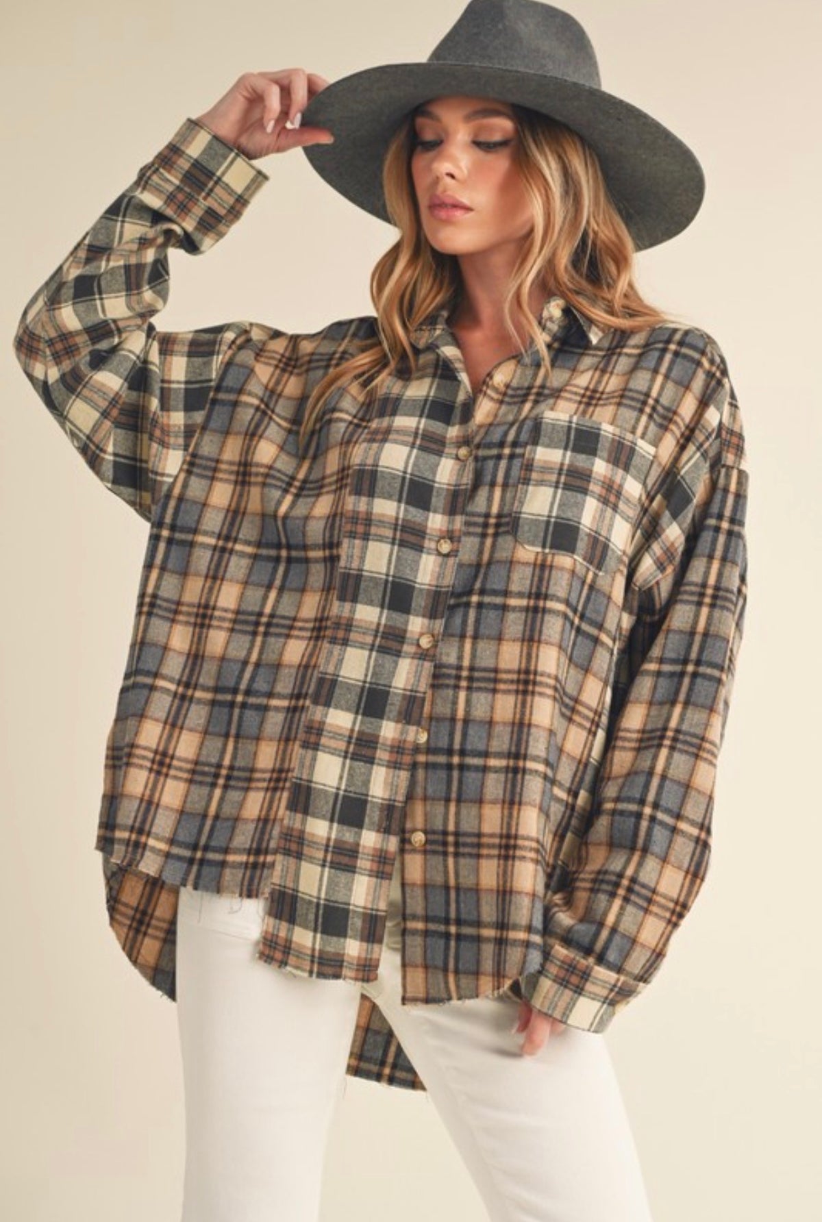 Devin Oversized Plaid Top