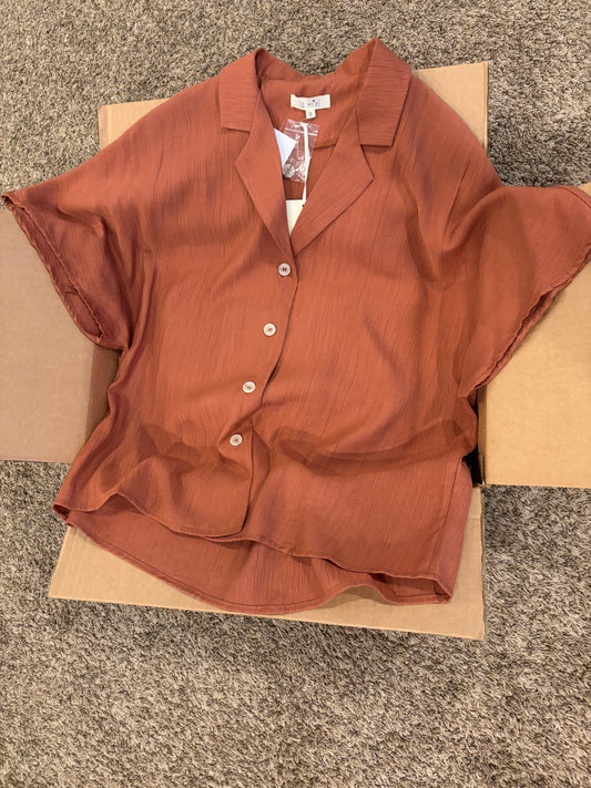Candace Notch Lapel Top in Rust
