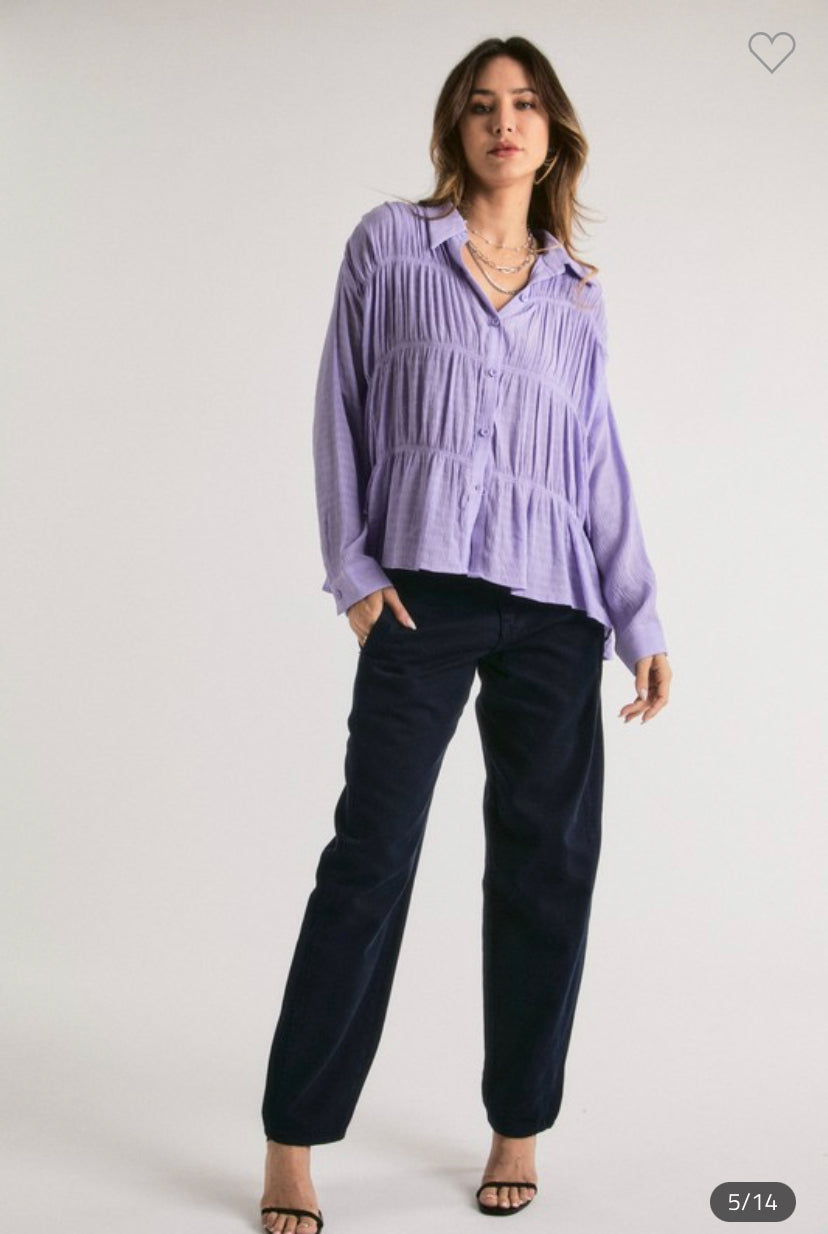 Lilah Ruched Button Down Shirt