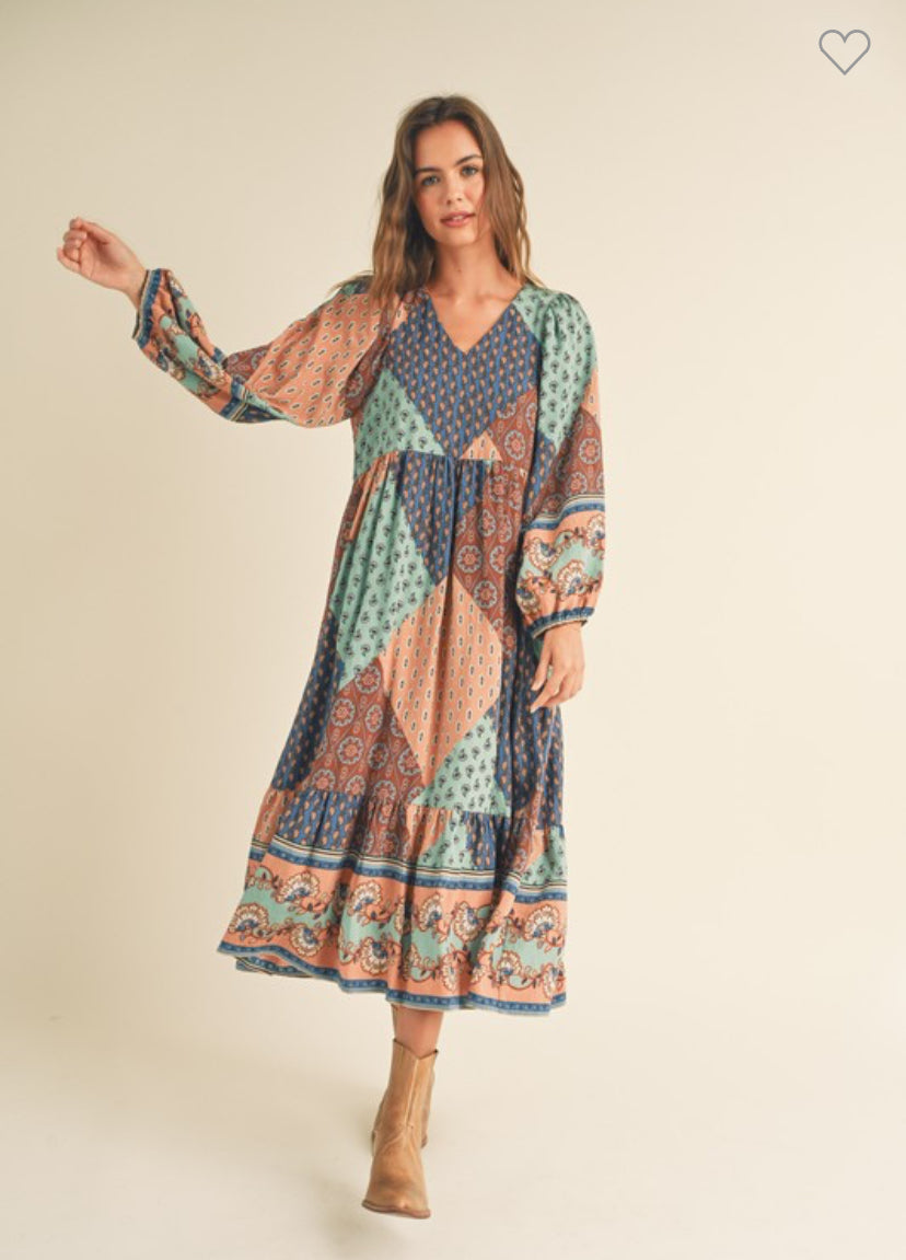 Harlee Balloon Sleeve Midi Dress – Ruche Boutique