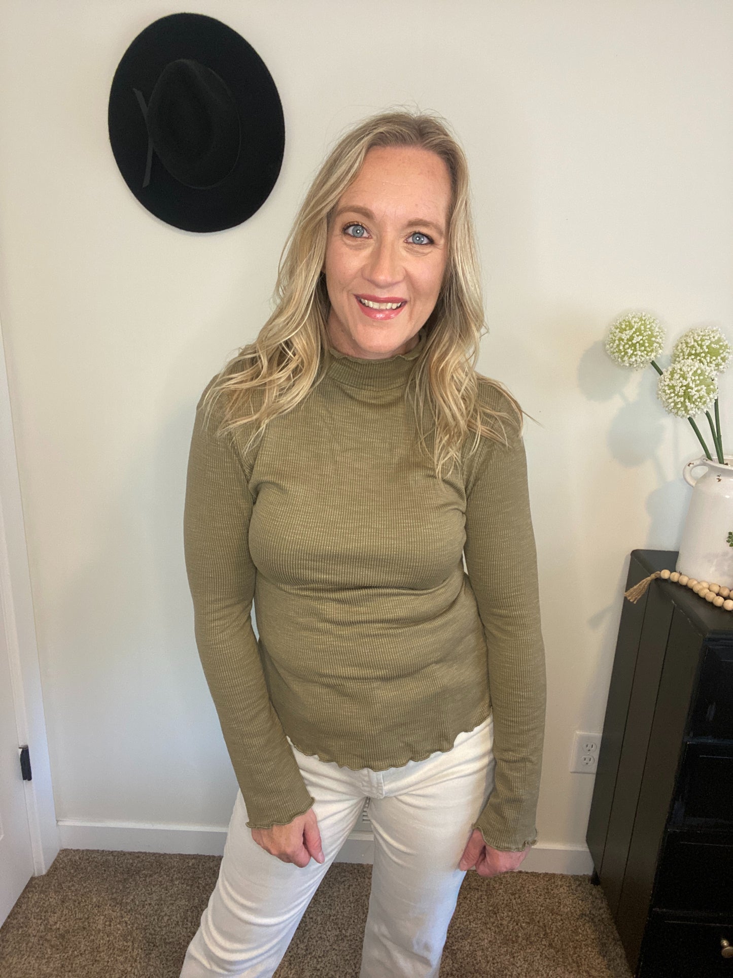 Willow Mock Neck Top in Olive