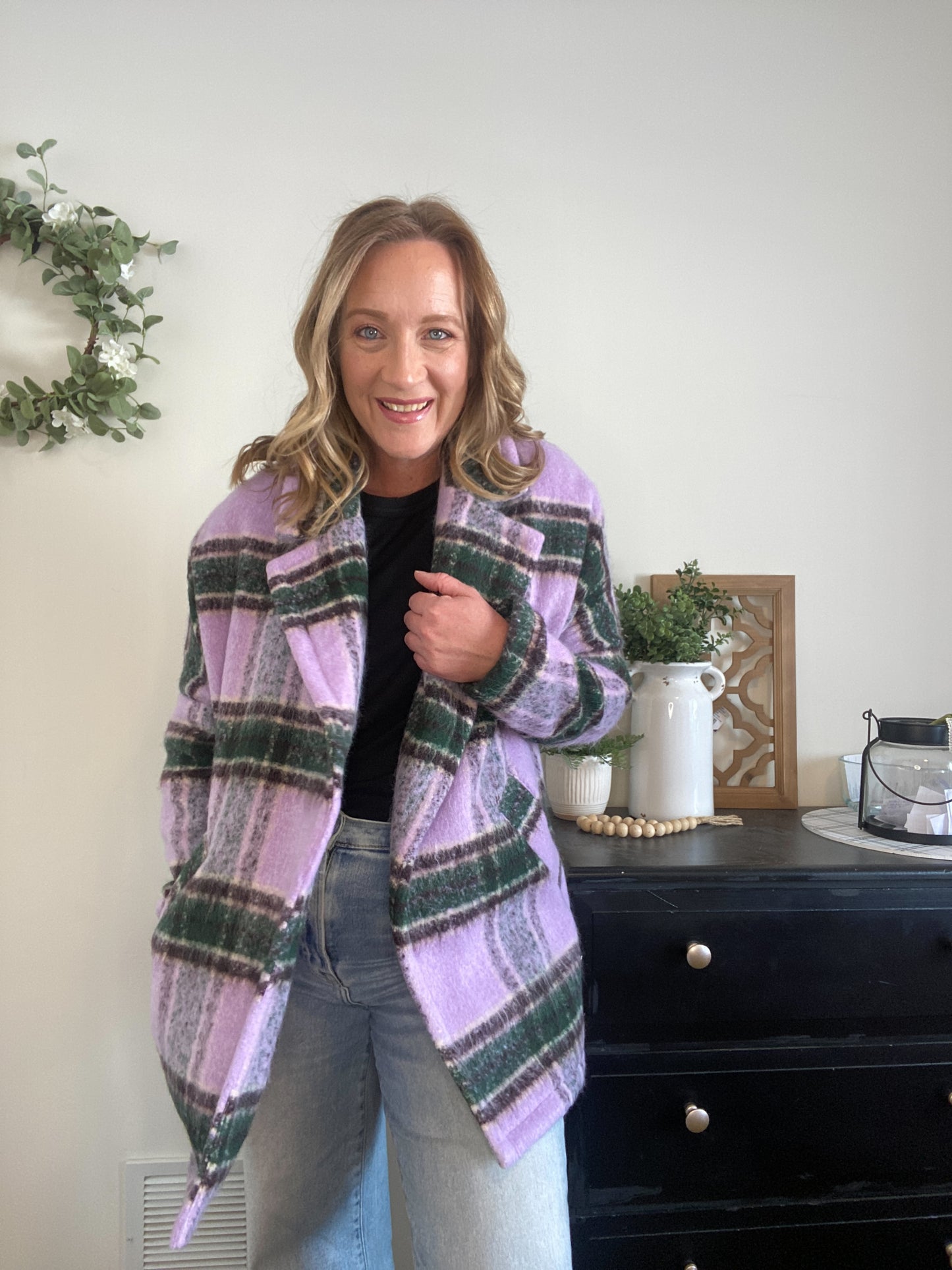 Alex Lavender Plaid Coat