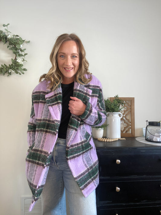Alex Lavender Plaid Coat