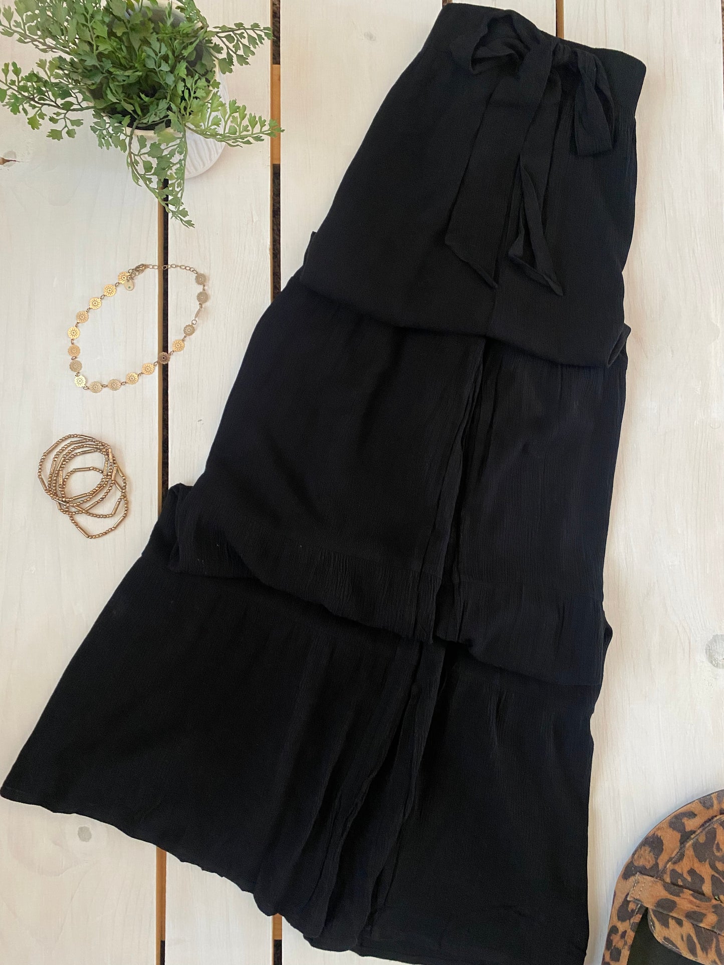 Leah Black Tiered Pants - Final sale