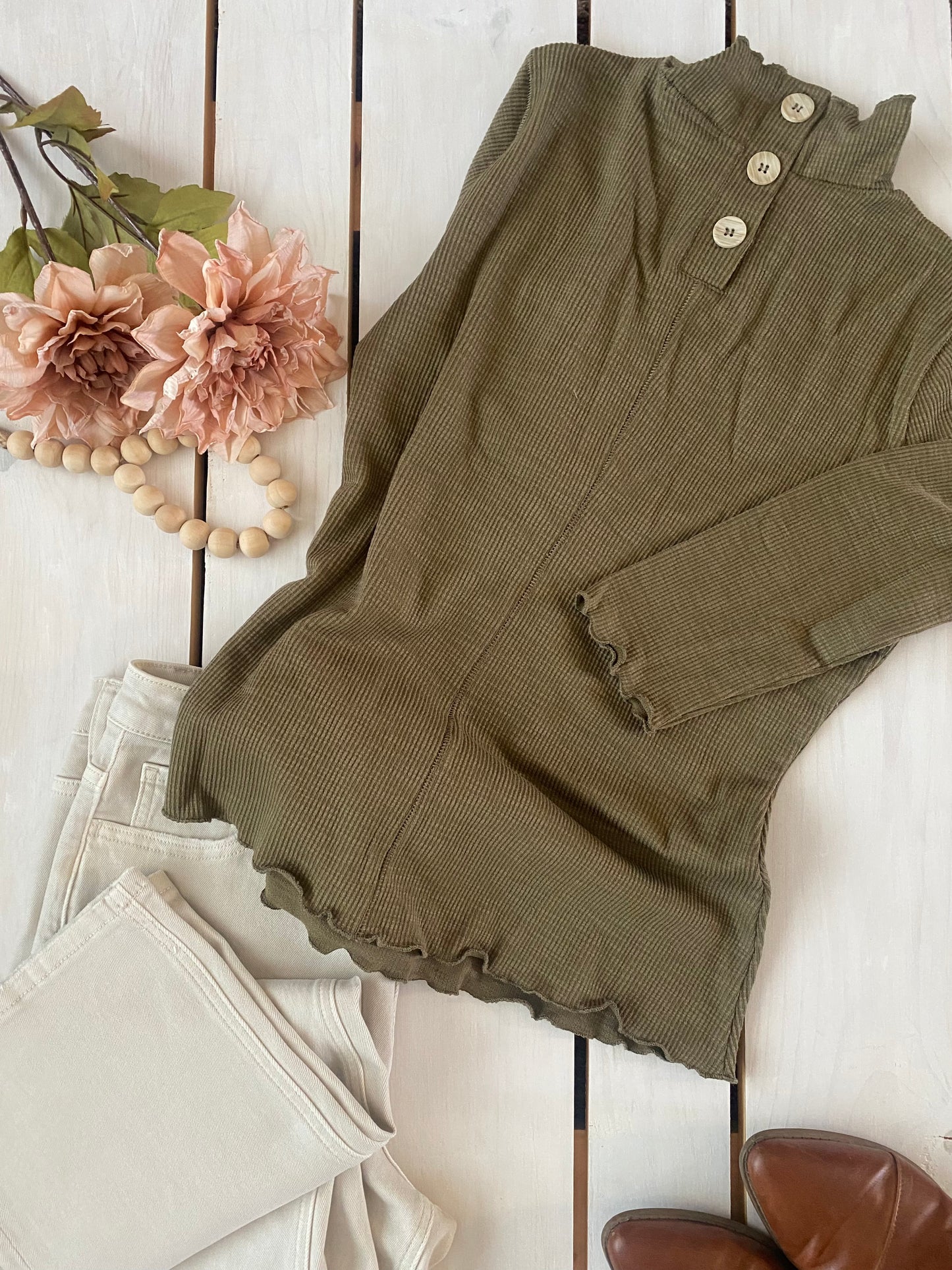 Willow Mock Neck Top in Olive